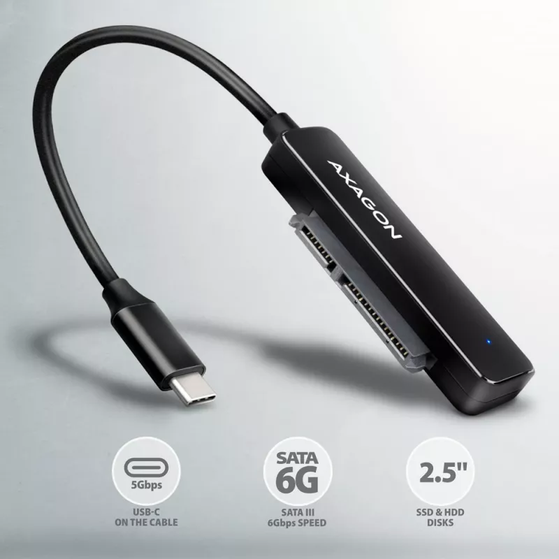 Axagon ADSA-FP2C USB-C 5Gbps - SATA 6G, 2.5 SSD/HDD SLIM sovitin - sovitin - digitaaliset/dataliitäntäkortit/sovittimet