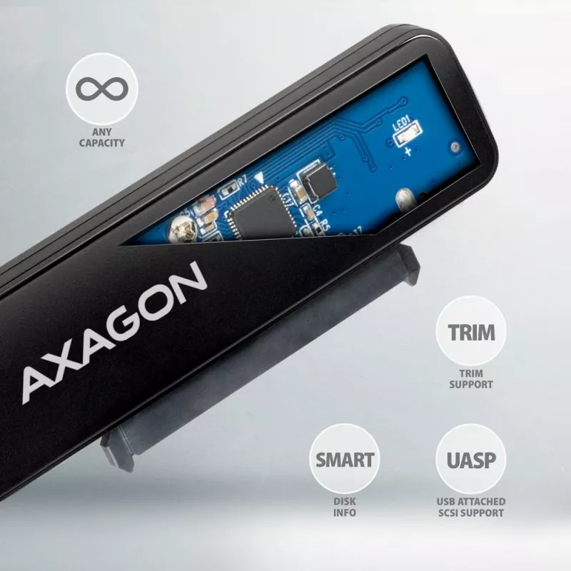 Axagon ADSA-FP2C USB-C 5Gbps - SATA 6G, 2.5 SSD/HDD SLIM sovitin - sovitin - digitaaliset/dataliitäntäkortit/sovittimet