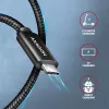 Axagon BUCM2-CM25AB data- ja latauskaapeli USB 480Mbps 2,5 m. PD 240W, 5A. musta punottu