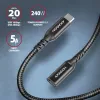 Axagon BUCM32-CF05AB SPEED+ USB-C USB 20Gbps jatkokaapeli 0,5 m