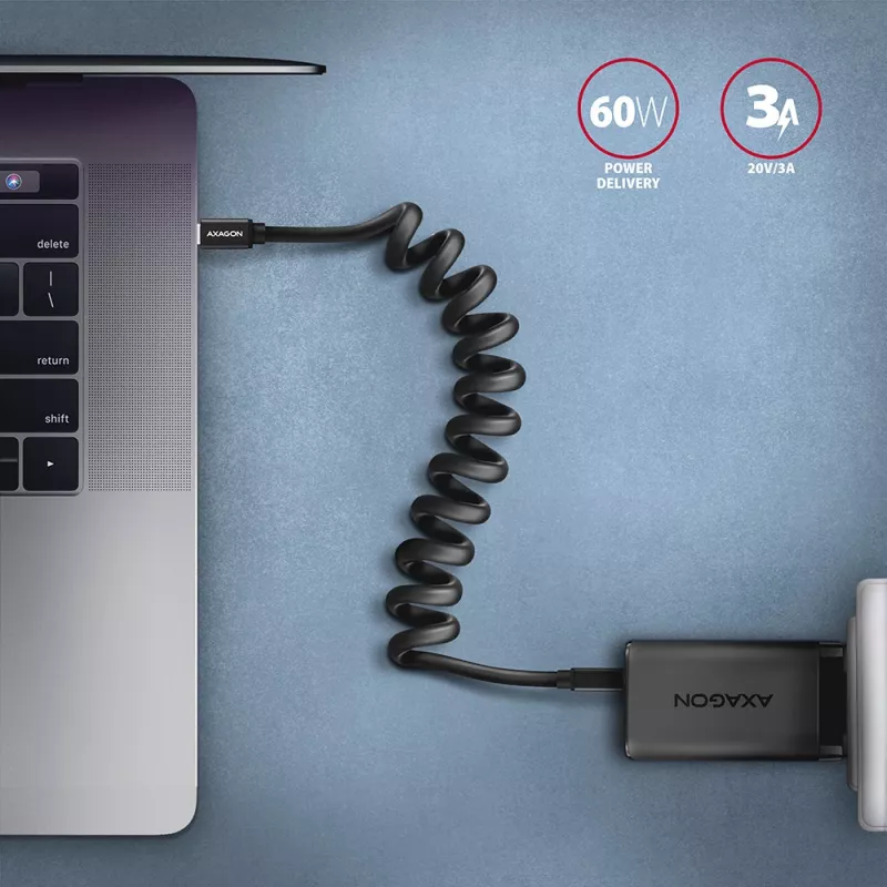 USB-kaapeli Axagon BUCM-CM20TB 1,1m PD 60W 3A musta