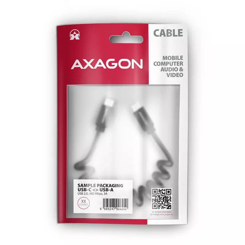USB-kaapeli Axagon BUCM-CM20TB 1,1m PD 60W 3A musta