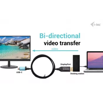 i-tec USB-C DisplayPort kaksisuuntainen kaapelisovitin 8K/30Hz 150 cm