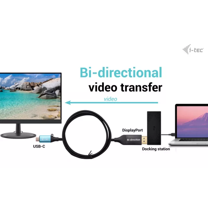 i-tec USB-C DisplayPort kaksisuuntainen kaapelisovitin 8K/30Hz 150 cm