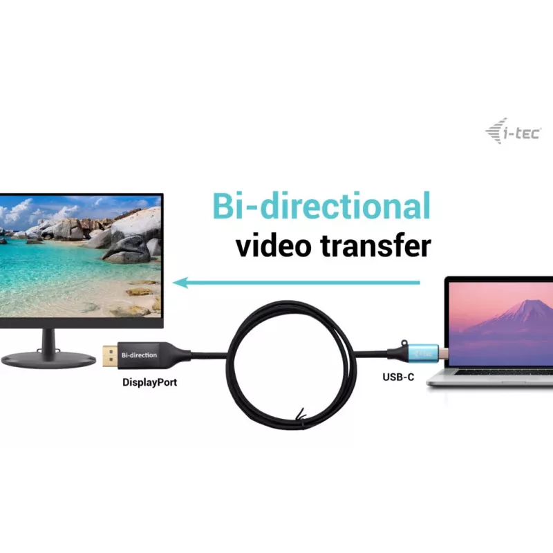 i-tec USB-C DisplayPort kaksisuuntainen kaapelisovitin 8K/30Hz 150 cm