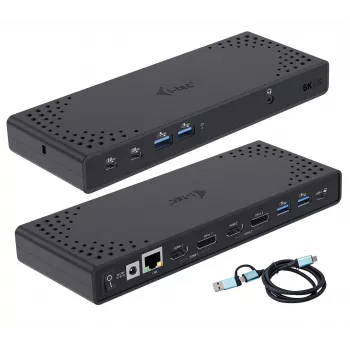 i-tec USB 3.0 / USB-C / Thunderbolt 3 Dual Display -telakointiasema Gen2 + Power Delivery 100W