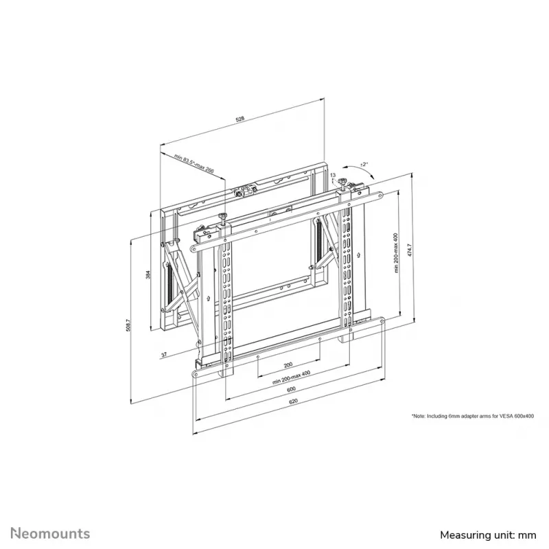Neomounts WL95-800BL1 videoseinäseinäteline 42-70 inch - Pop-out - max. 35 kg