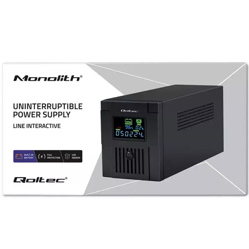 Keskeytymätön virransyöttö Qoltec 53771 2 kVA 1200 W 2 AC-lähtöä
