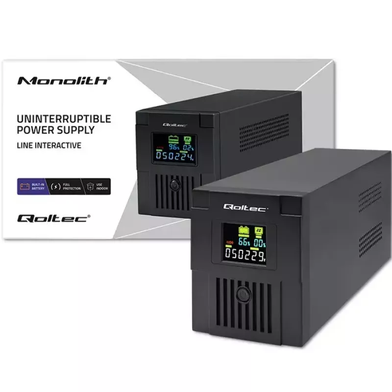 Keskeytymätön virransyöttö Qoltec 53771 2 kVA 1200 W 2 AC-lähtöä