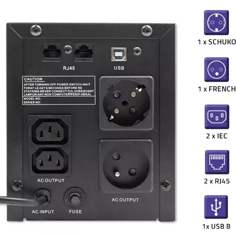 Qoltec 53777 UPS Line-Interactive 2 kVA 1200 W 4 AC-pistorasiaa
