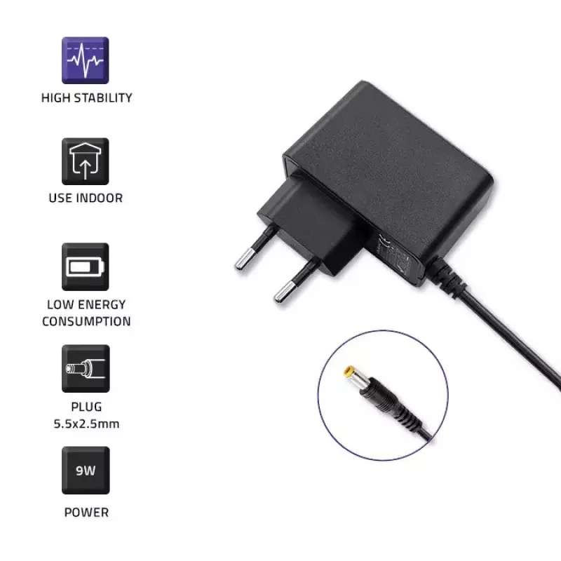 Virtalähde Qoltec 52403 Indoor 9W musta 220-240V