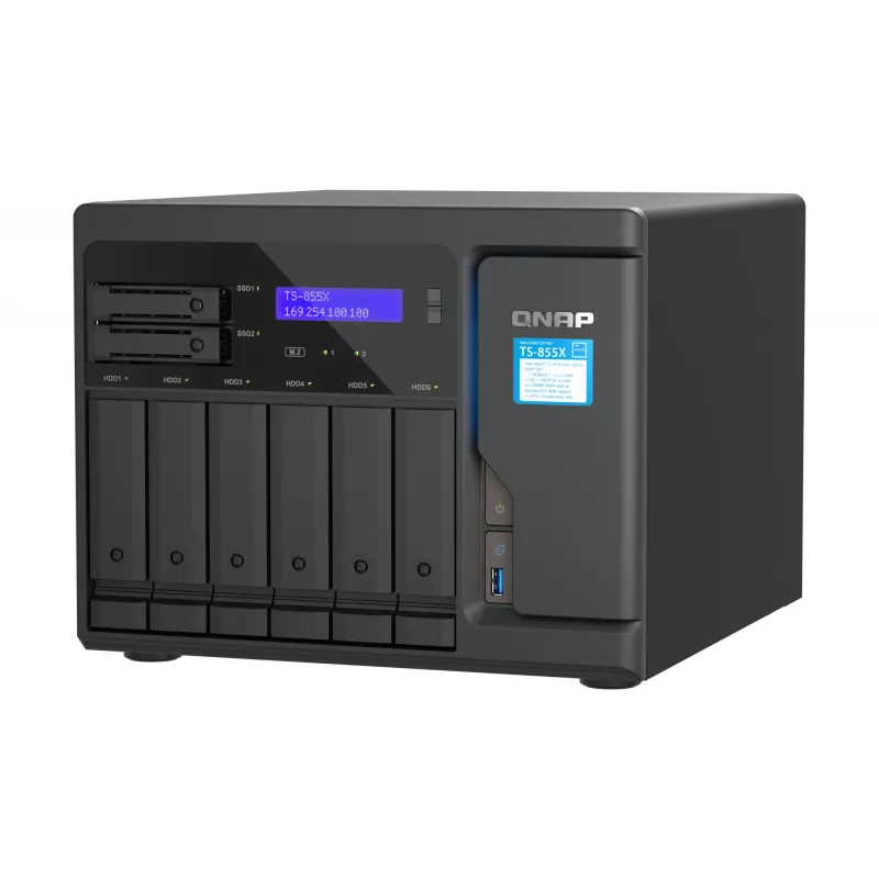 QNAP TS-855X SAN-tornikotelo Intel Atom® C5125 8 GB DDR4 0 TB QNAP QTS musta
