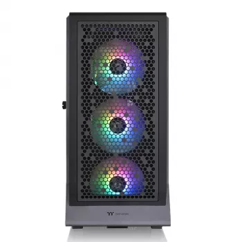 PC-kotelo THERMALTAKE Ceres 500 TG ARGB Midi Tower musta — karkaistu lasi, EATX, 3x140mm edessä, USB-C