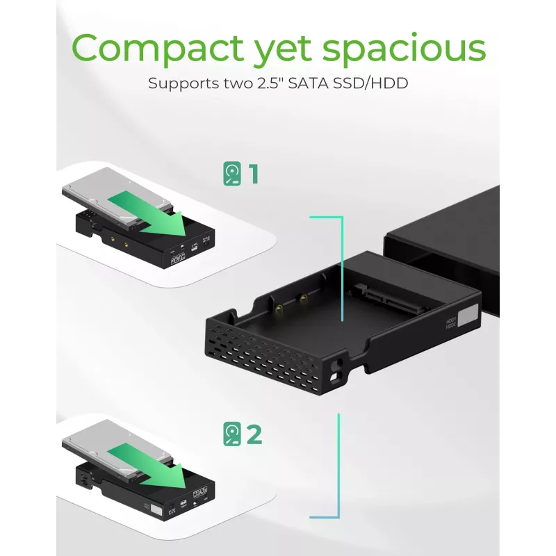 ICY BOX RAID-kotelo 2x HDD/SSD USB 3.2 Gen 2 Type-C® / Type-A liitäntä