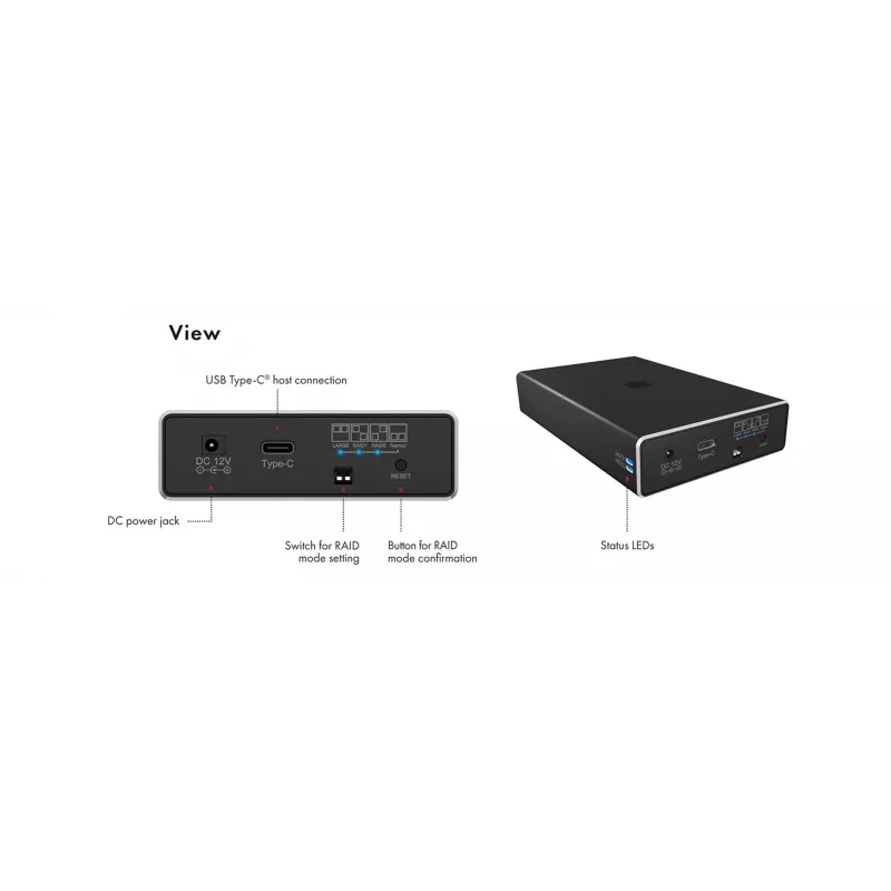 ICY BOX RAID-kotelo 2x HDD/SSD USB 3.2 Gen 2 Type-C® / Type-A liitäntä