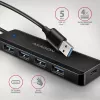 Axagon HUE-C1A 4x USB 5Gbps TRAVEL-keskitin, USB-C virtatulo, 19 cm USB-A-kaapeli