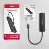 Axagon HUE-C1C 4x USB 5Gbps TRAVEL-keskitin, USB-C virtatulo, 19 cm USB-C-kaapeli