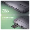 Axagon HMC-6GM2 USB 10Gbps keskitin USB-A USB-C HDMI M.2 SD/mSD PD 100W USB-C kaapelillinen USB 3.2 Gen 2 (3.1 Gen 2) Type-C harmaa