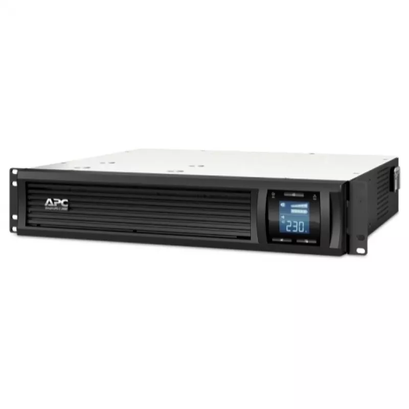 APC Smart-UPS C, Line-Interactive, 2000VA, rack-asennus 2U, 230V, 6x IEC C13-pistorasiaa, USB- ja sarjaviestintä, AVR, graafinen LCD