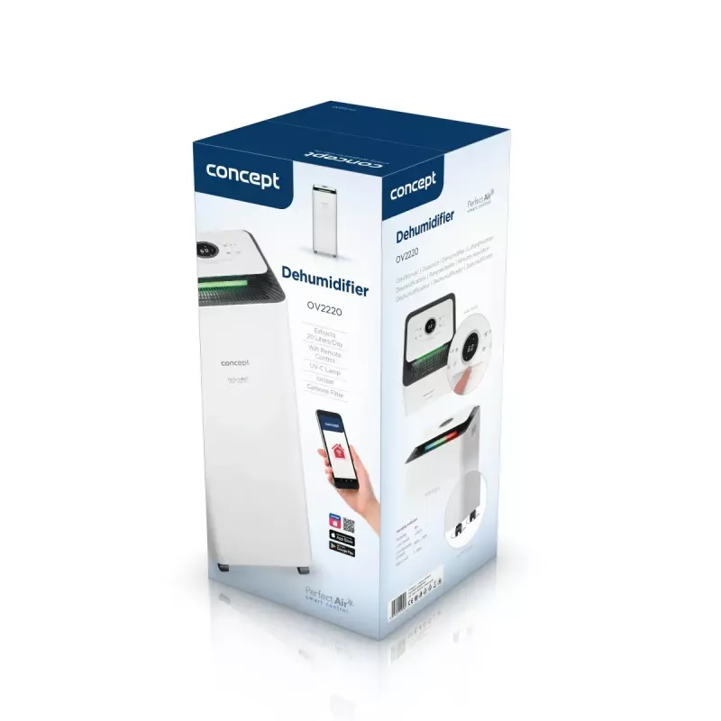 Ilmankuivain Concept Solution OV2220 — 3,5 l säiliö, 2 nopeutta, 320 W, 45 dB, valkoinen