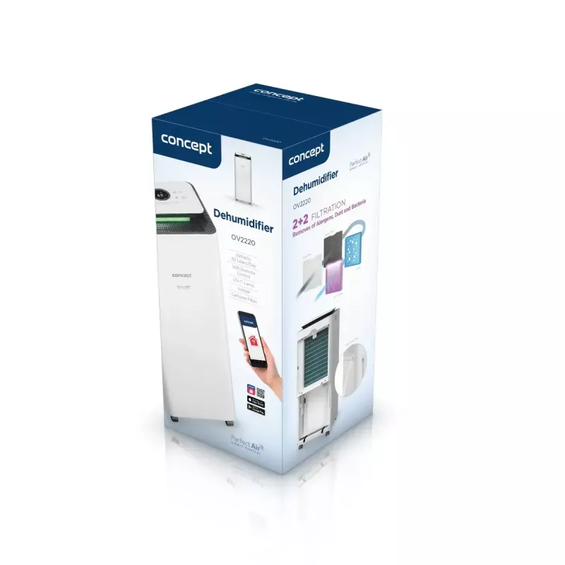 Ilmankuivain Concept Solution OV2220 — 3,5 l säiliö, 2 nopeutta, 320 W, 45 dB, valkoinen
