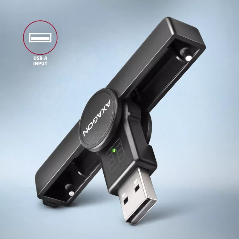 Axagon CRE-SMPA USB-A Smart / ID card PocketReader, USB 2.0, musta, 13 g