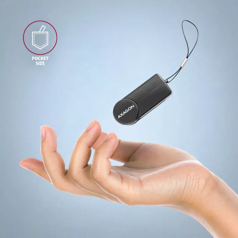 Axagon CRE-SMPA USB-A Smart / ID card PocketReader, USB 2.0, musta, 13 g