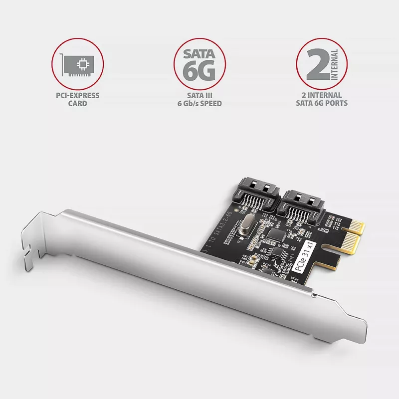 Sisäinen SATA-sovitin Axagon PCES-SJ2 PCIe 2 Gbit/s musta