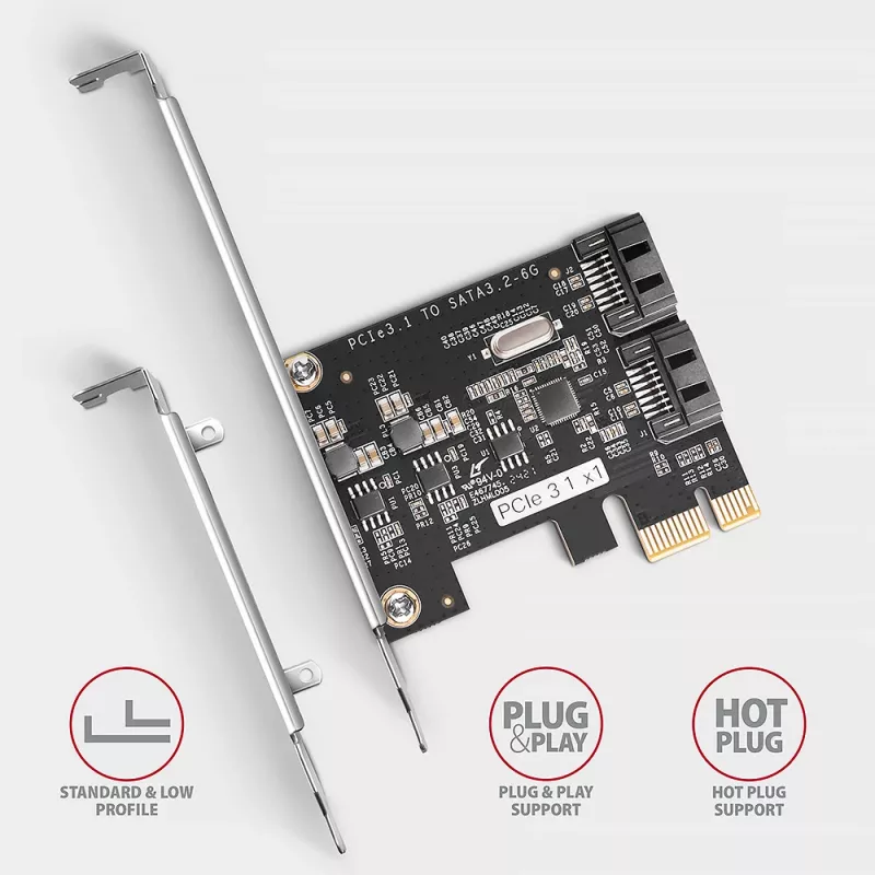 Sisäinen SATA-sovitin Axagon PCES-SJ2 PCIe 2 Gbit/s musta