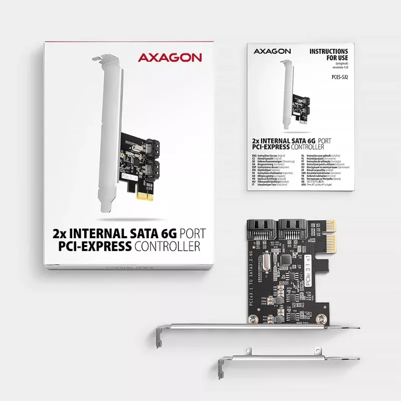 Sisäinen SATA-sovitin Axagon PCES-SJ2 PCIe 2 Gbit/s musta