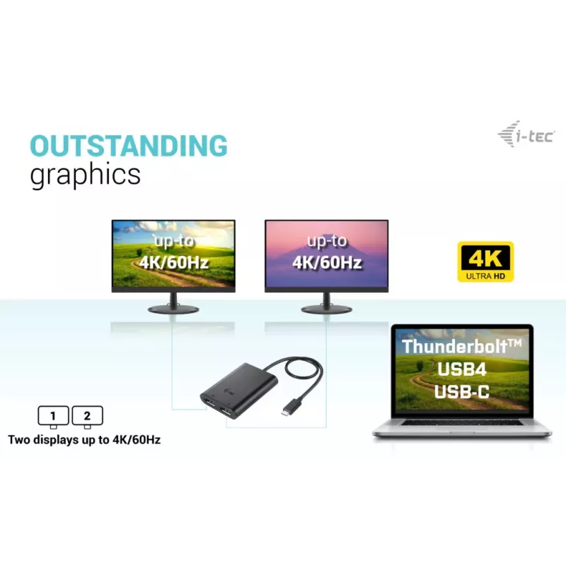 i-tec USB-C Dual 4K DisplayPort videosovitin