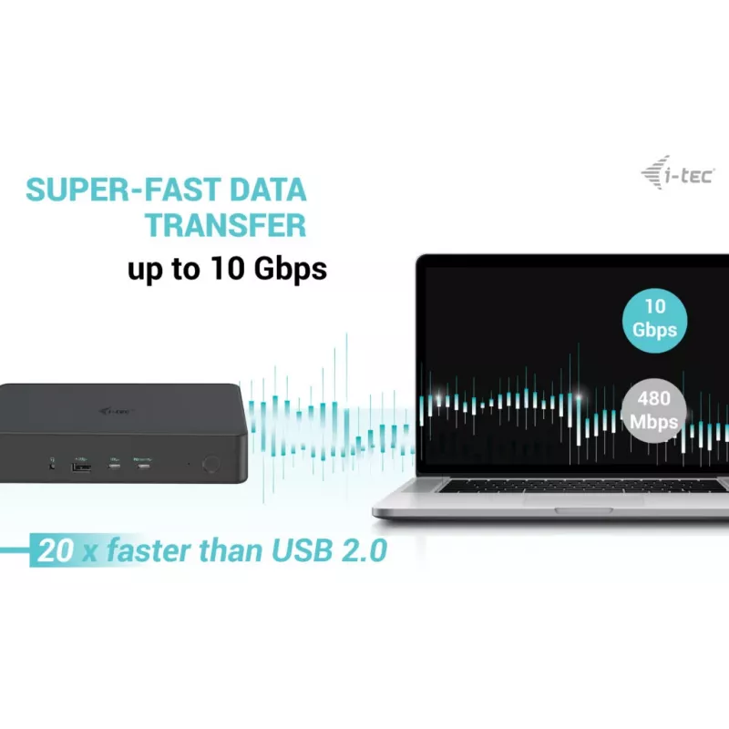 i-tec USB 3.0 / USB-C / Thunderbolt 3 Professional Dual 4K Display telakointiasema Generation 2 + Power Delivery 100W