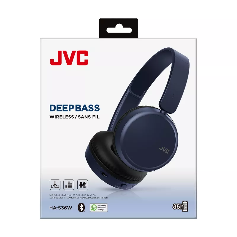 JVC HA-S36W-A-U langattomat kuulokkeet, Bluetooth, multipoint, 35 h toistoaika, sisäänrakennettu mikrofoni, USB-C, siniset