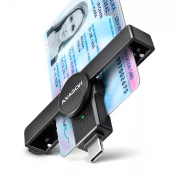 Axagon CRE-SMPC USB-C älykortin-/henkilökortinlukija PocketReader älykortinlukija sisäkäyttöön USB Type-C musta