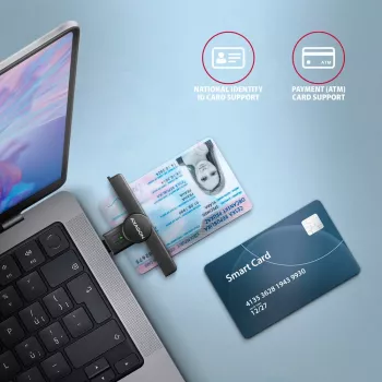 Axagon CRE-SMPC USB-C älykortin-/henkilökortinlukija PocketReader älykortinlukija sisäkäyttöön USB Type-C musta