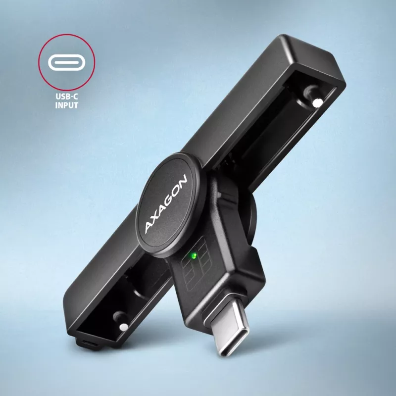Axagon CRE-SMPC USB-C älykortin-/henkilökortinlukija PocketReader älykortinlukija sisäkäyttöön USB Type-C musta