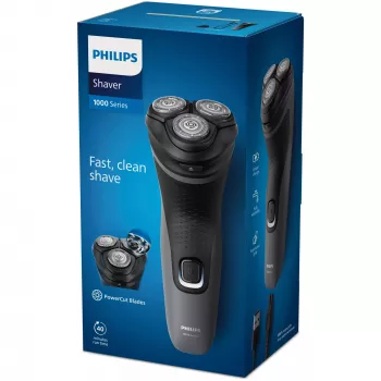 Philips Shaver 1000 Series S1142/00 sähköparranajokone, pyöriväterä, musta, harmaa, PowerCut-teräjärjestelmä, SH30, 2 vuosi, paristo