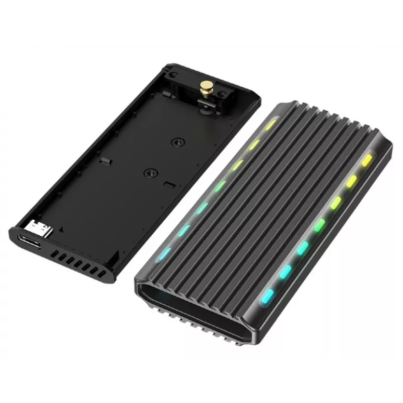 GEMBIRD EE2280-U3C-03 M.2 NVMe/SATA SSD -kotelo, USB 3.1 Gen 2 (10 Gbit/s), USB Type-C, RGB, alumiini
