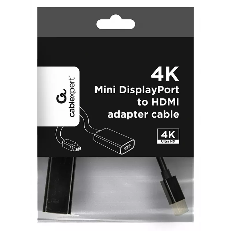 Mini DisplayPort - HDMI -kaapeli Gembird A-MDPM-HDMIF4K-01 0,15 m, 4K, musta