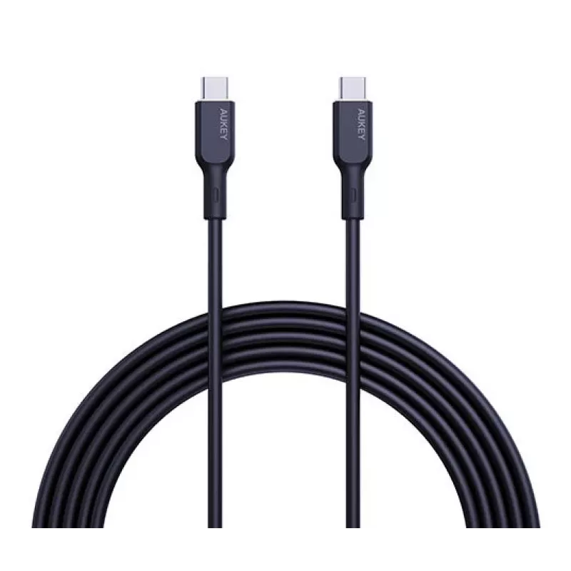 AUKEY USB-latauskaapeli - 1x USB Type-C - 1x USB Type-C - PD 100W 5A - 1,8m musta (silikoni)