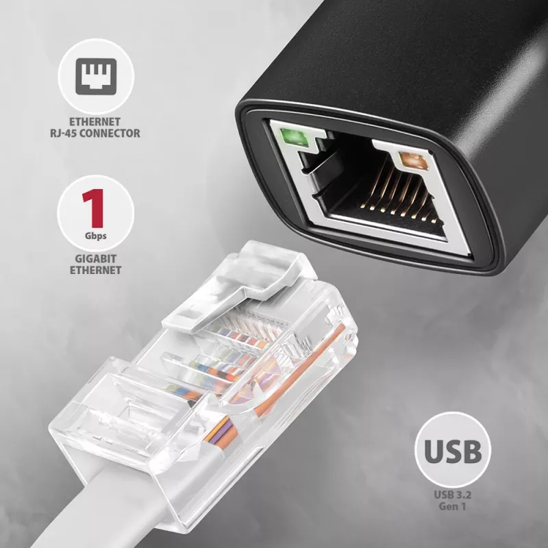 Axagon ADE-AR USB-A 3.2 Gen 1 - Gigabit Ethernet -sovitin, Realtek 8153