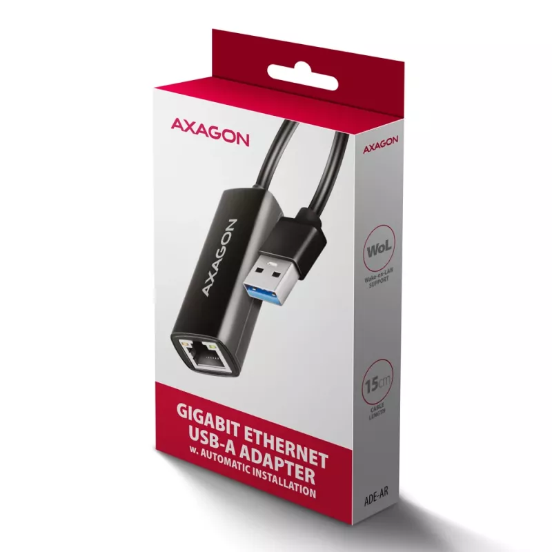 Axagon ADE-AR USB-A 3.2 Gen 1 - Gigabit Ethernet -sovitin, Realtek 8153
