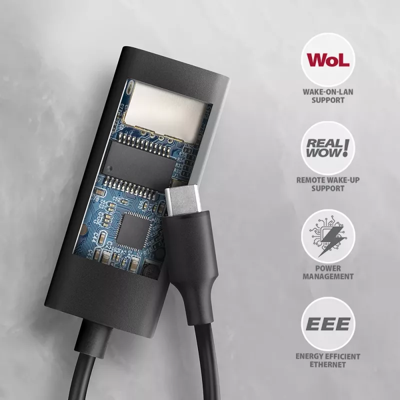 Axagon ADE-ARC USB-C 3.2 Gen 1 - Gigabit Ethernet -sovitin, Realtek 8153