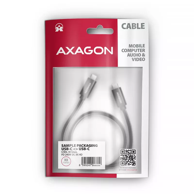 USB-kaapeli Axagon BUCM4X-CM10AB USB4 Gen 3x2 1 m musta