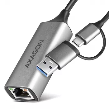 Axagon ADE-TXCA USB-C + USB-A 3.2 Gen 1 - Gigabit Ethernet -sovitin, Asix AX88179