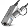 Axagon ADE-TXCA USB-C + USB-A 3.2 Gen 1 - Gigabit Ethernet -sovitin, Asix AX88179