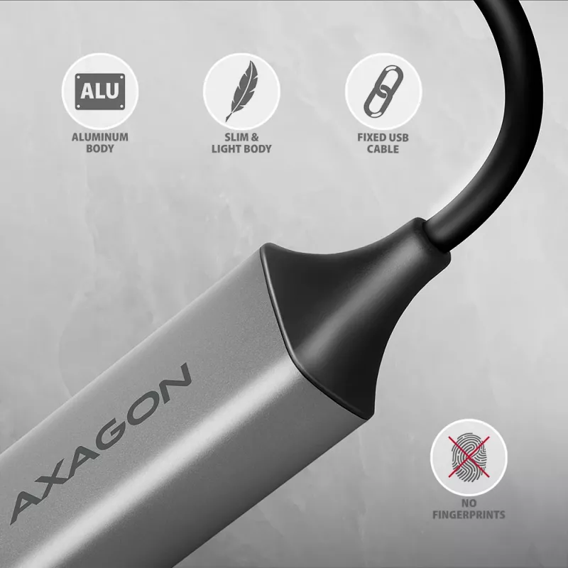 Axagon ADE-TXCA USB-C + USB-A 3.2 Gen 1 - Gigabit Ethernet -sovitin, Asix AX88179