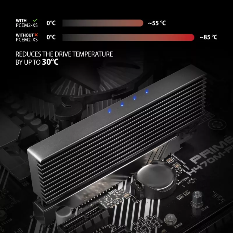Axagon PCEM2-XS PCIe x16 - M.2 NVMe M-Key-sovitin, passiivisella alumiinijäähdytyselementillä