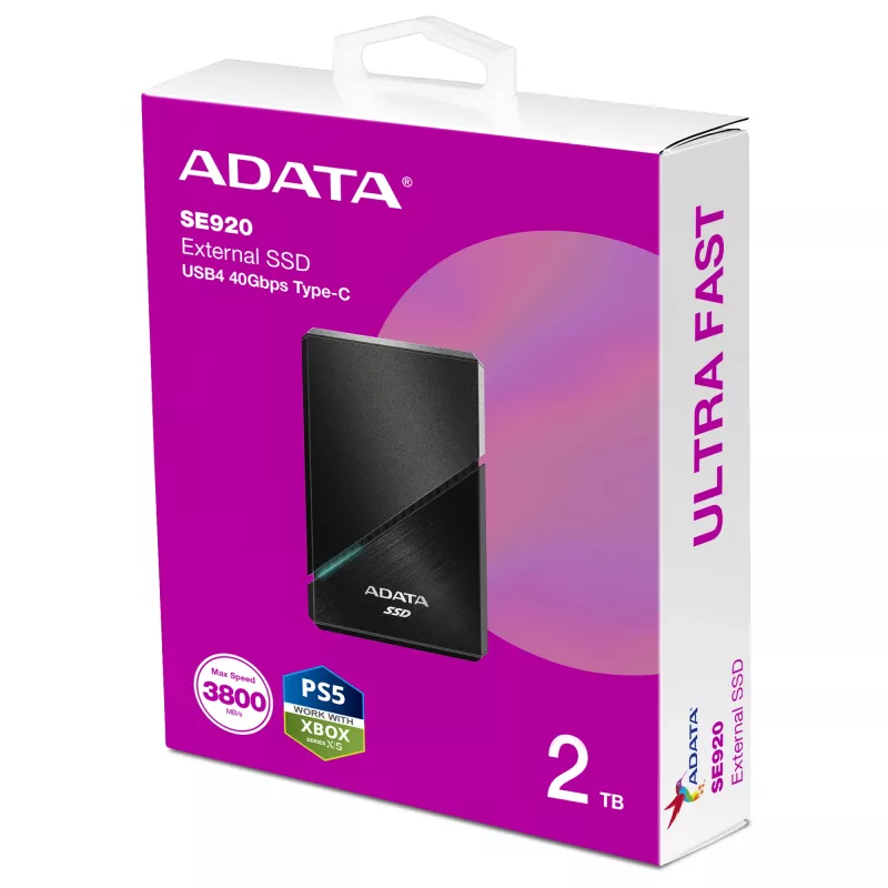 ADATA SE920 kannettava SSD, 2 TB, USB4, musta