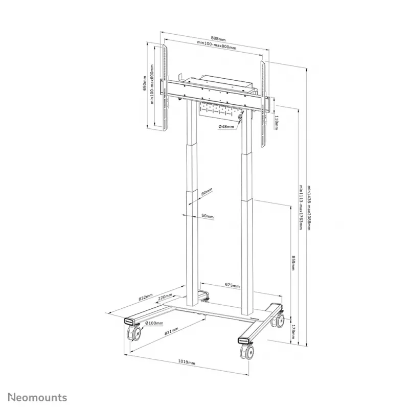 Neomounts FL55-875WH1 TV-teline 55-100 tuumaa - moottoroitu - TÜV